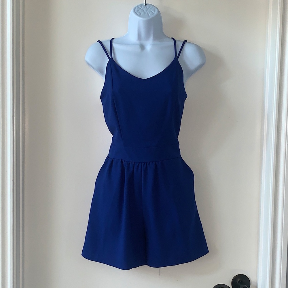 Altar’d State Backless, blue Romper with Pockets - size XS